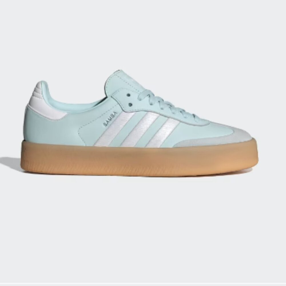 Adidas Samba Shoe- Almost Blue / Cloud White / Silver Metallic Women's US Size 8